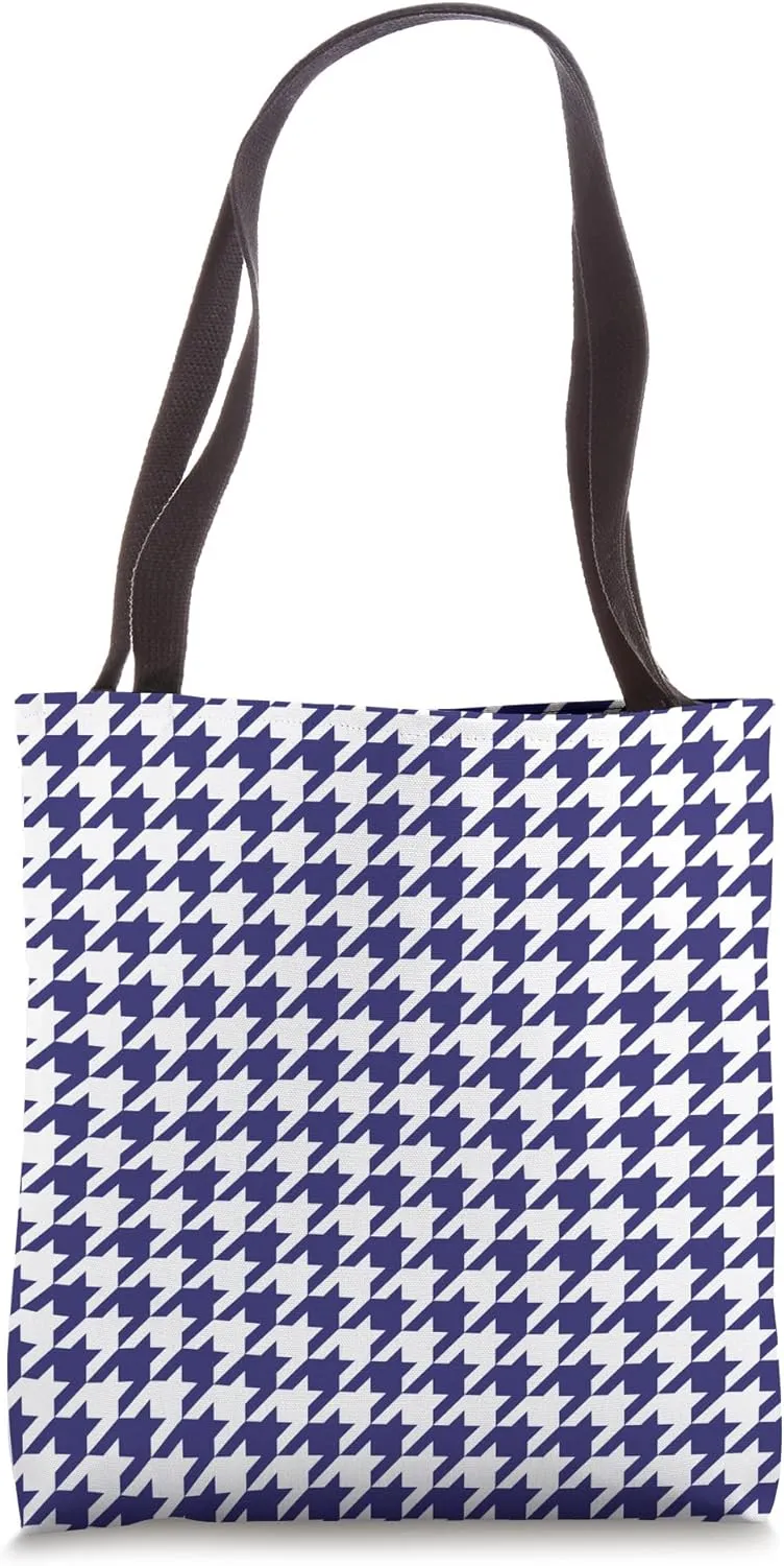 Classic Navy Blue, Houndstooth Pattern, Houndstooth Tote Bag