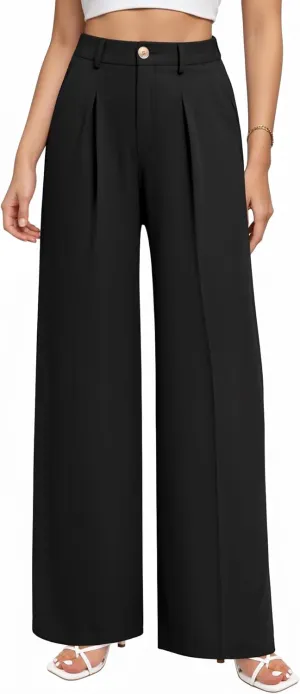CLOZOZ Wide Leg Pants Women's High Waisted Work Trousers Regular for Office Business Casual