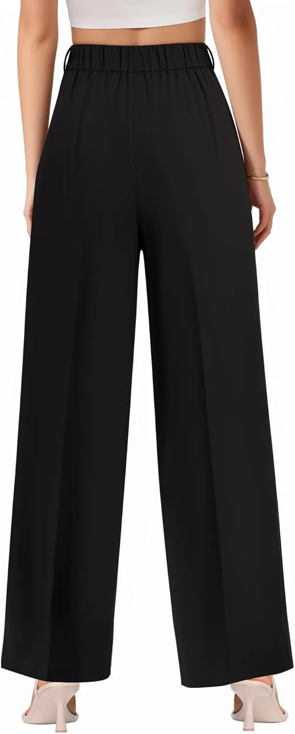 CLOZOZ Wide Leg Pants Women's High Waisted Work Trousers Regular for Office Business Casual