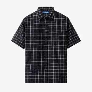 College Days Flannel Short Sleeve - Black White Lines