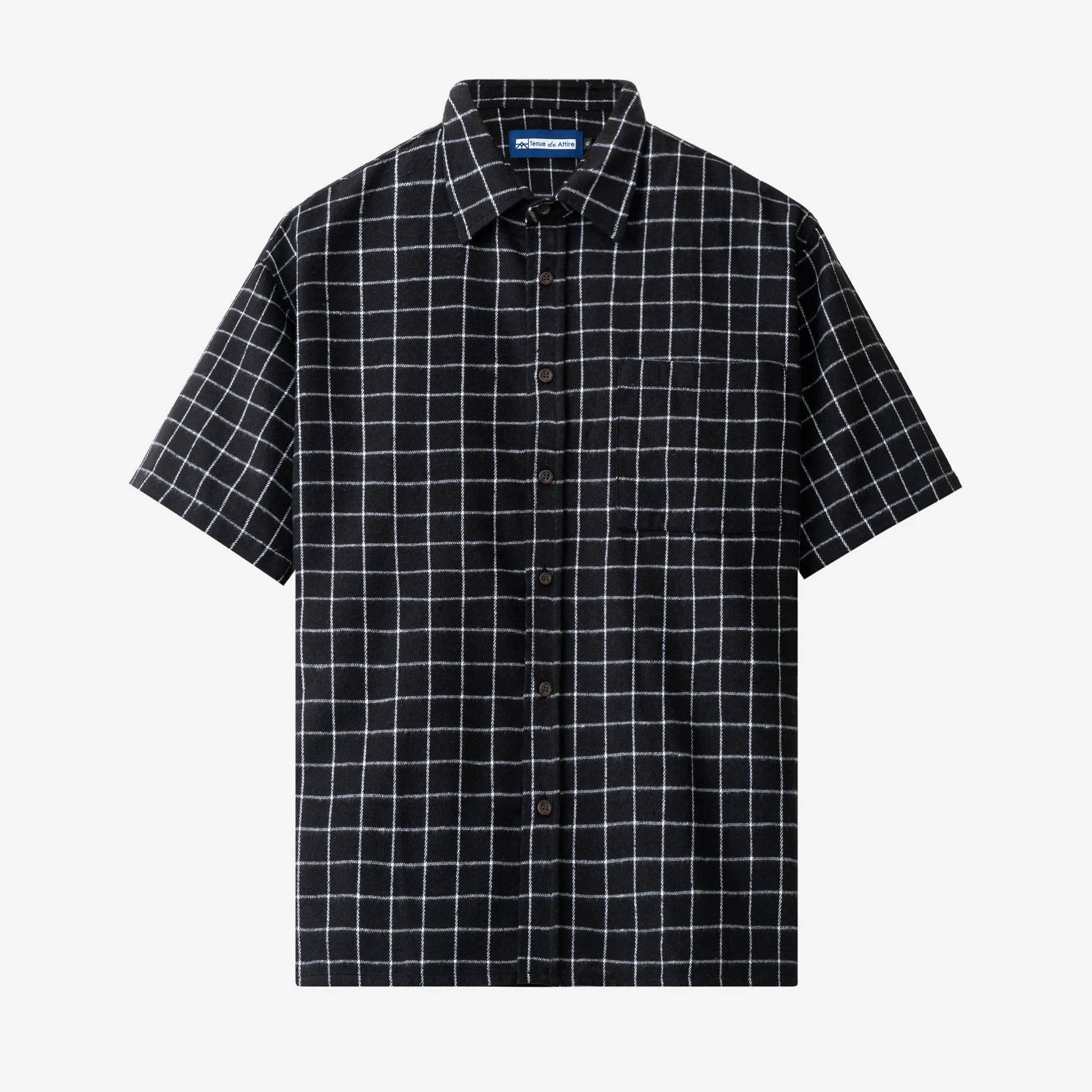 College Days Flannel Short Sleeve - Black White Lines