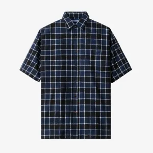 College Days Flannel Short Sleeve - Navy Black
