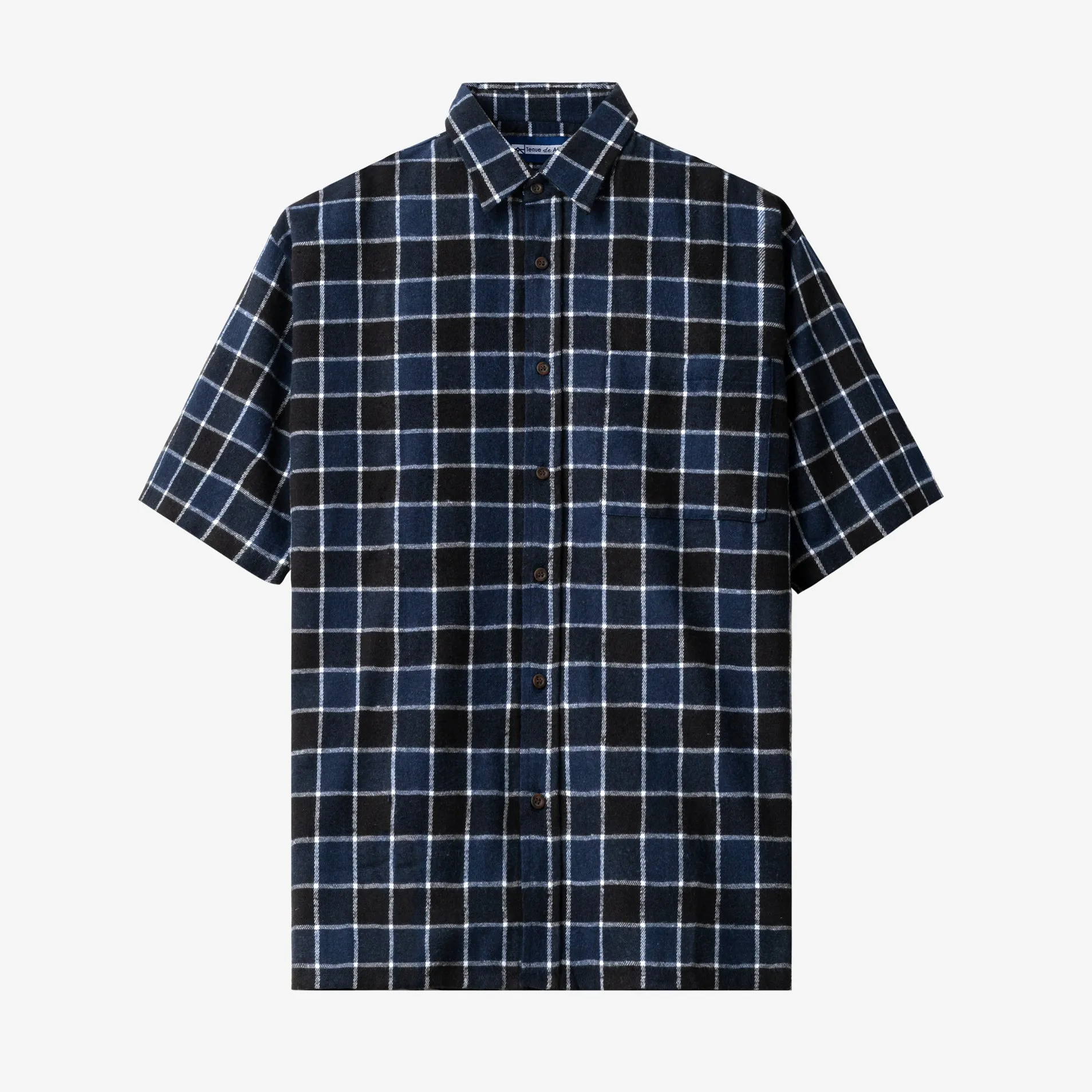 College Days Flannel Short Sleeve - Navy Black