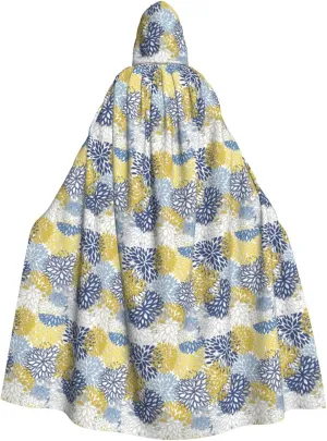 Colored flowers print Hooded cape for adults, Oversized Hooded Cloak with Bow Tie, Adult party dress cape