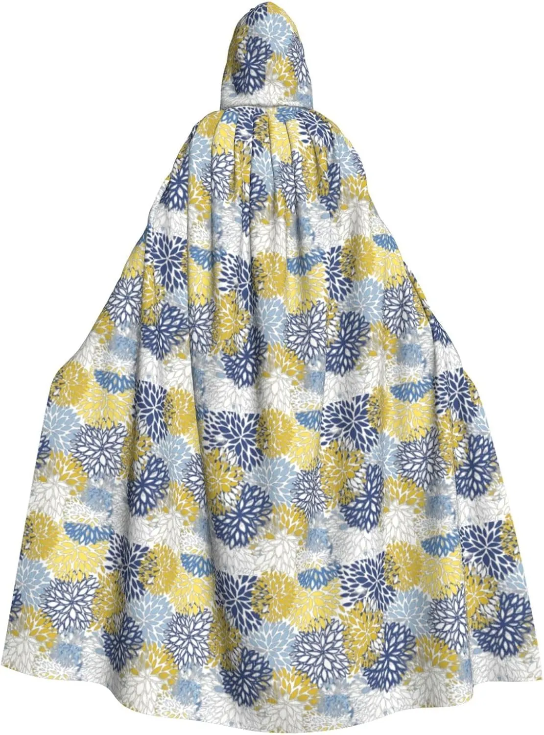 Colored flowers print Hooded cape for adults, Oversized Hooded Cloak with Bow Tie, Adult party dress cape