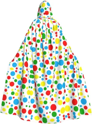 Colorful Polka Dots print Hooded cape for adults, Oversized Hooded Cloak with Bow Tie, Adult party dress cape