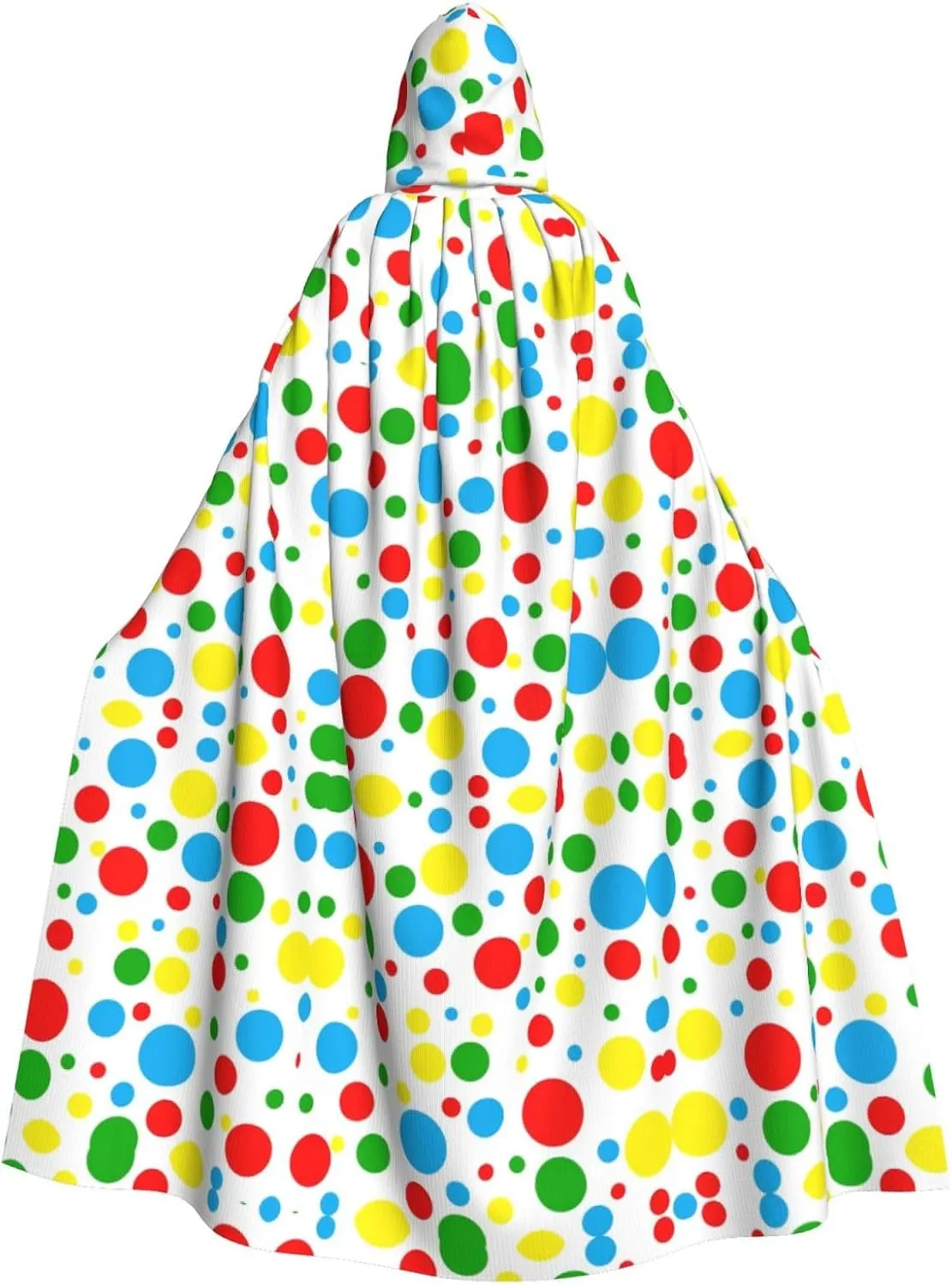 Colorful Polka Dots print Hooded cape for adults, Oversized Hooded Cloak with Bow Tie, Adult party dress cape