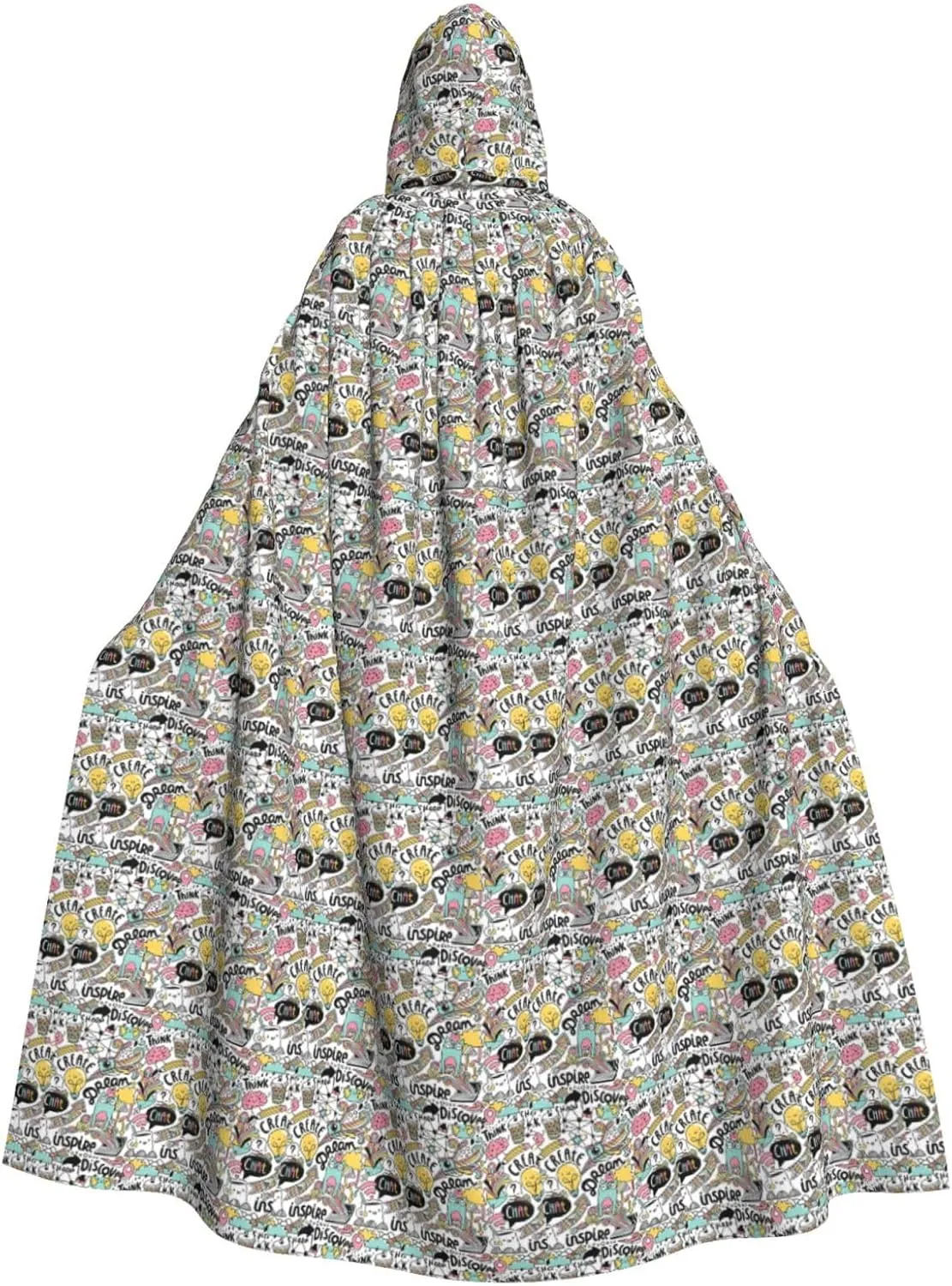 comic ar print Hooded cape for adults, Oversized Hooded Cloak with Bow Tie, Adult party dress cape