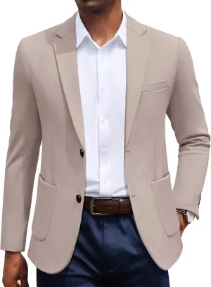 COOFANDY Men's Casual Knit Blazer Slim Fit Sport Coat Stretch Two Button Suit Jacket