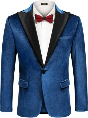 COOFANDY Mens Wedding Tuxedo Jacket Slim Fit Velvet Blazer One Button Suit Jacket for Prom Dinner Party