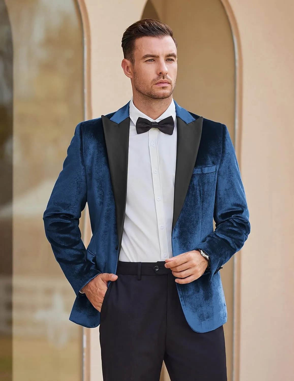 COOFANDY Mens Wedding Tuxedo Jacket Slim Fit Velvet Blazer One Button Suit Jacket for Prom Dinner Party