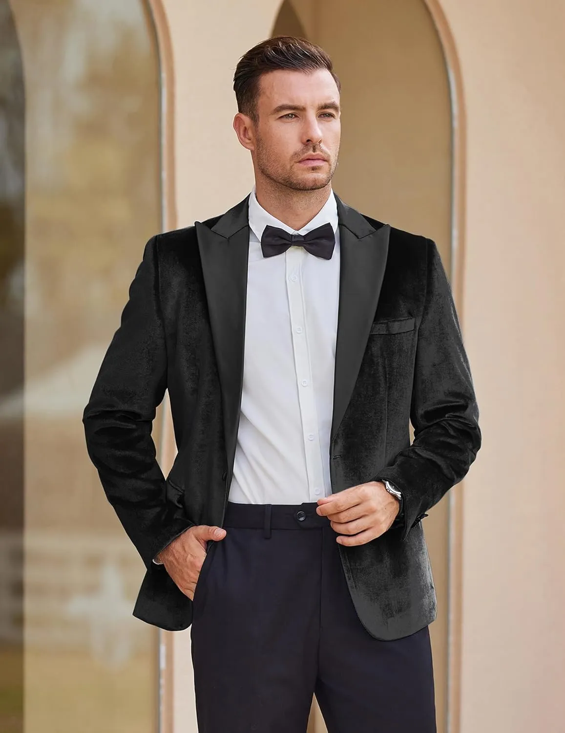 COOFANDY Mens Wedding Tuxedo Jacket Slim Fit Velvet Blazer One Button Suit Jacket for Prom Dinner Party