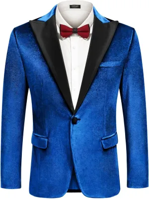 COOFANDY Mens Wedding Tuxedo Jacket Slim Fit Velvet Blazer One Button Suit Jacket for Prom Dinner Party