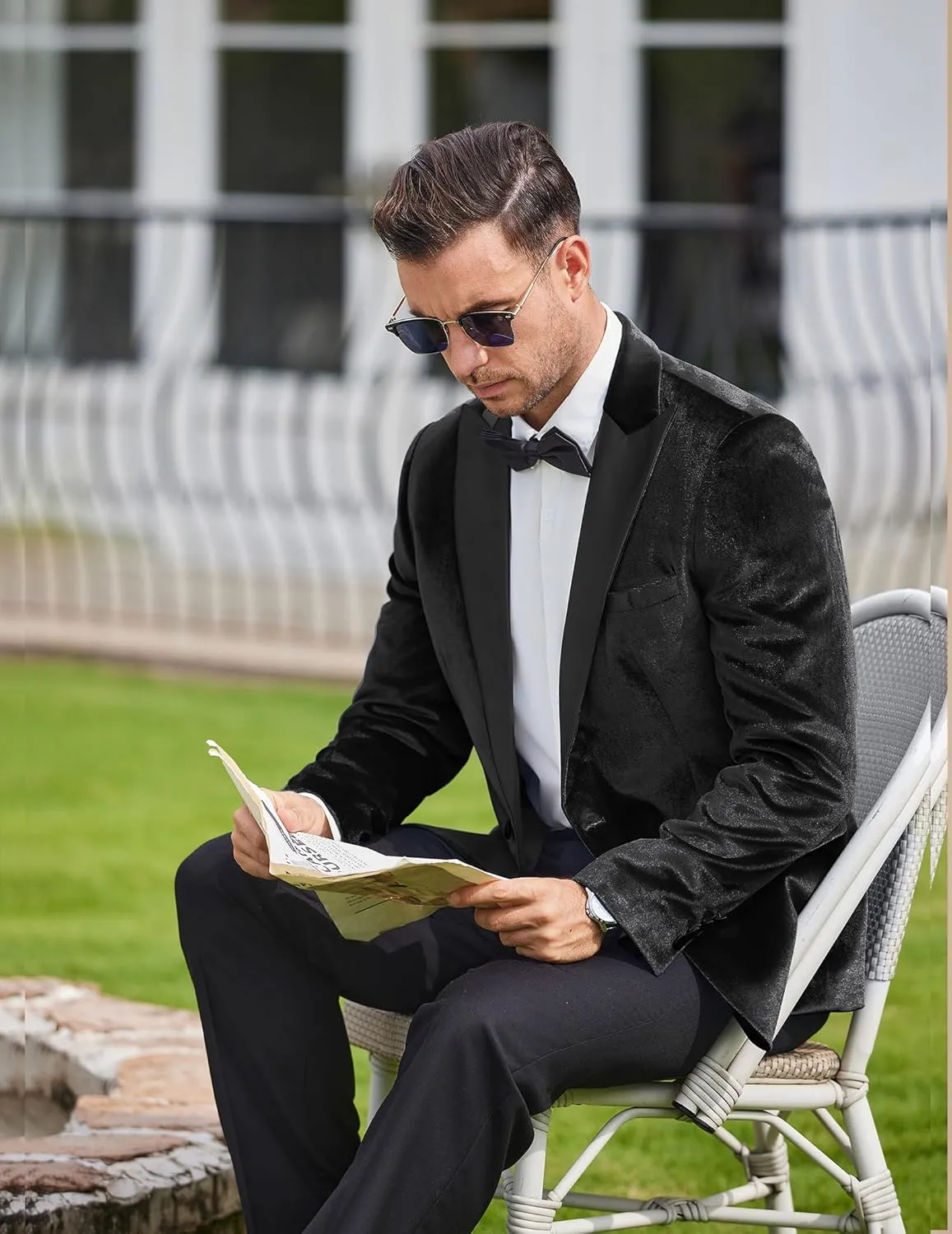 COOFANDY Mens Wedding Tuxedo Jacket Slim Fit Velvet Blazer One Button Suit Jacket for Prom Dinner Party