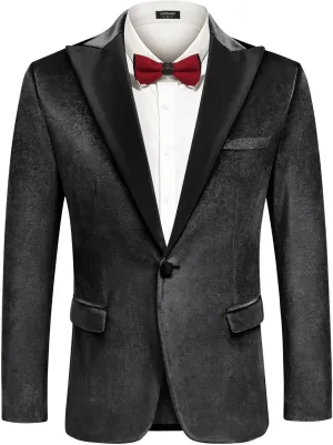 COOFANDY Mens Wedding Tuxedo Jacket Slim Fit Velvet Blazer One Button Suit Jacket for Prom Dinner Party