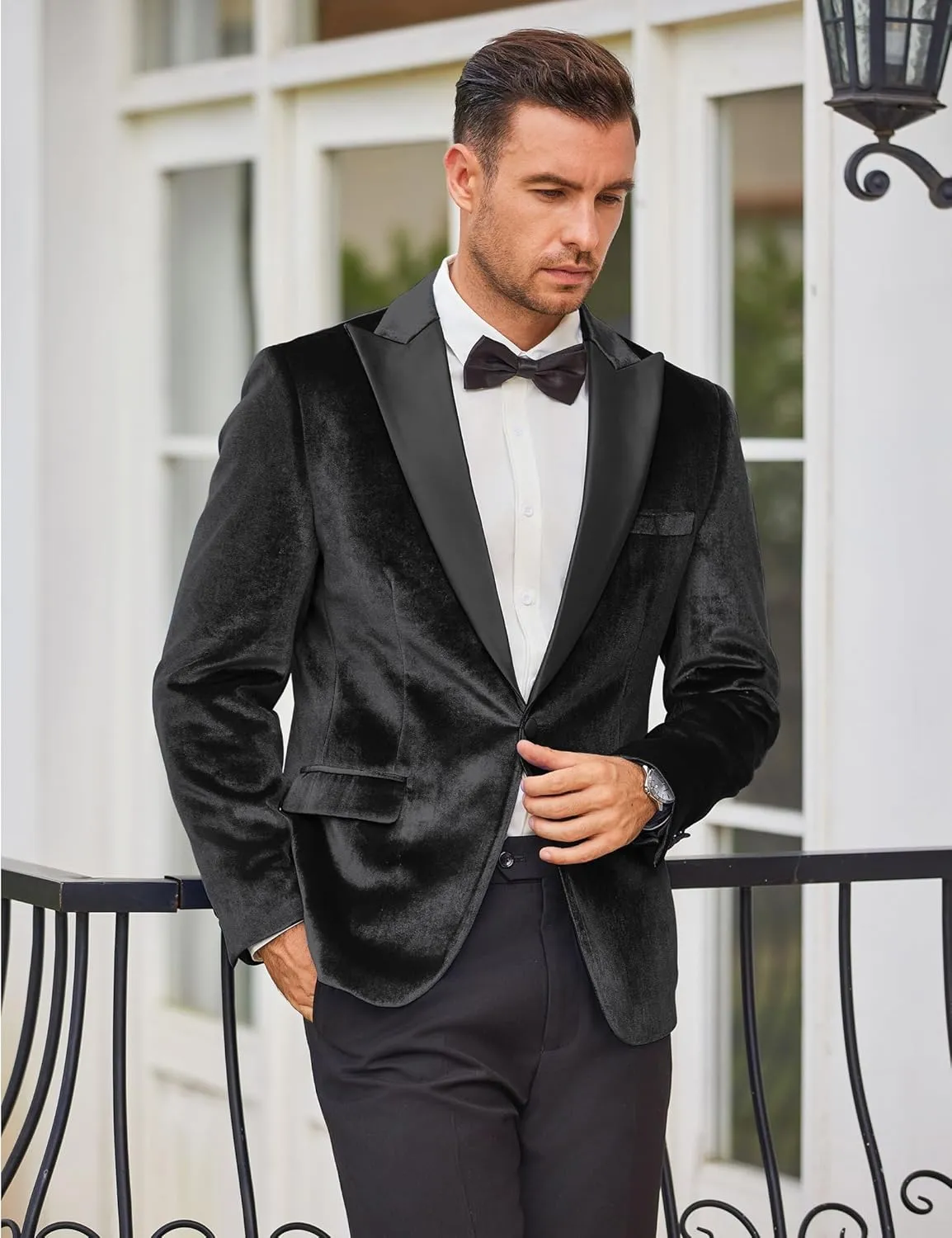 COOFANDY Mens Wedding Tuxedo Jacket Slim Fit Velvet Blazer One Button Suit Jacket for Prom Dinner Party