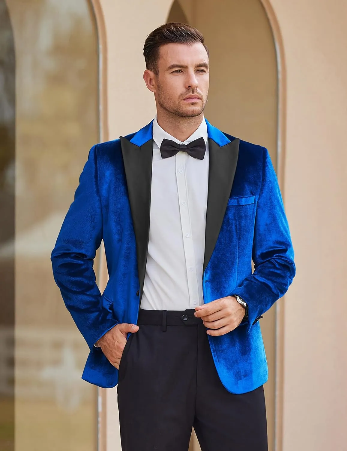 COOFANDY Mens Wedding Tuxedo Jacket Slim Fit Velvet Blazer One Button Suit Jacket for Prom Dinner Party