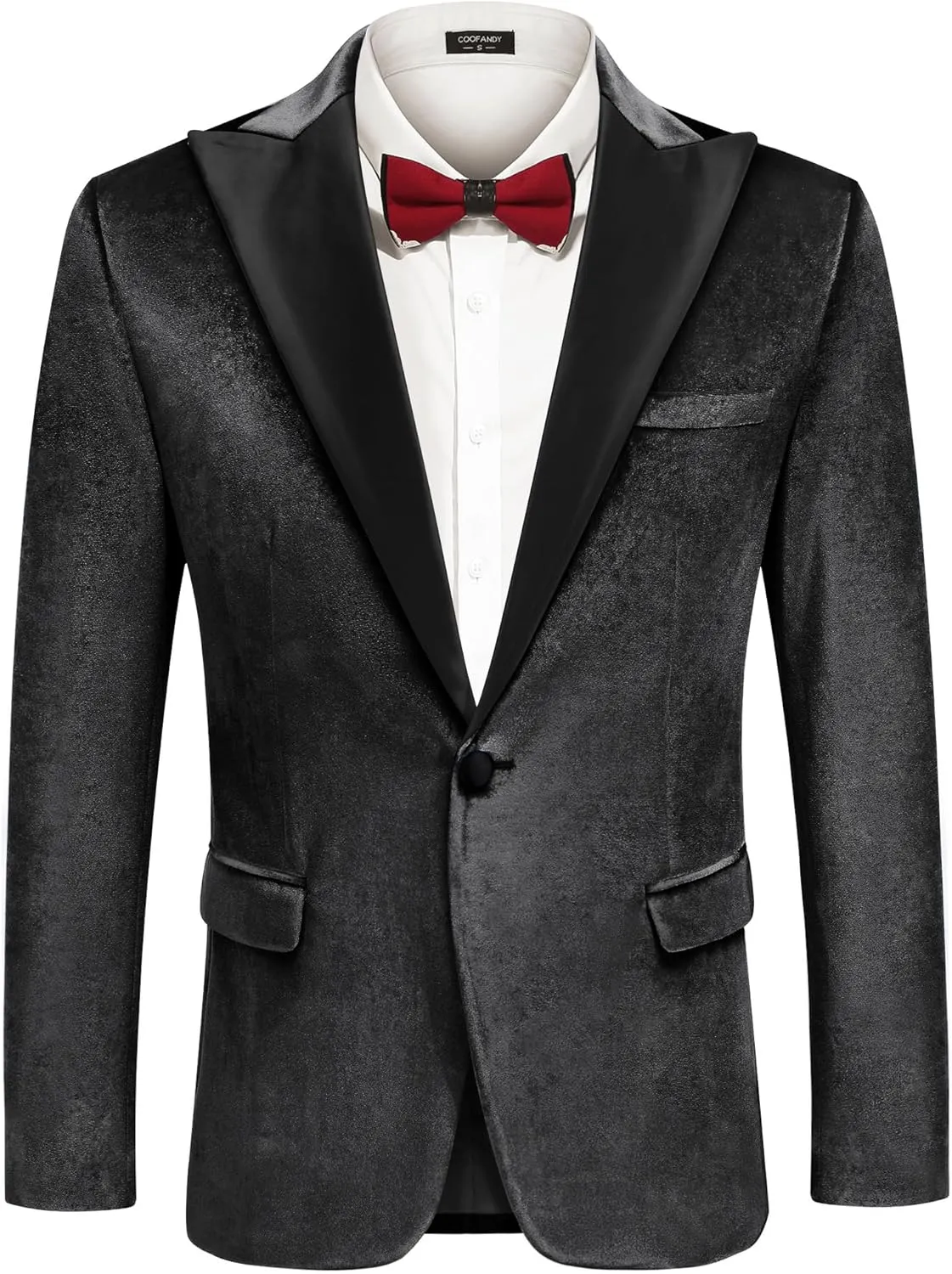 COOFANDY Mens Wedding Tuxedo Jacket Slim Fit Velvet Blazer One Button Suit Jacket for Prom Dinner Party