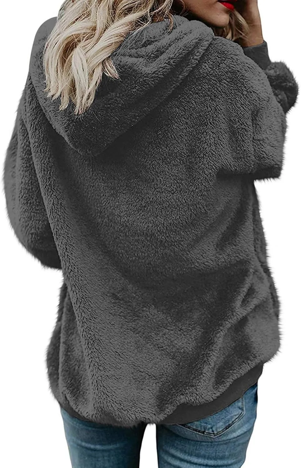 Cozy Fluffy Hoodie Women Fall/Winter Clothes Womens Hoodies Sherpa Pullover Zip Up Fuzzy Fleece Oversized Hoodie