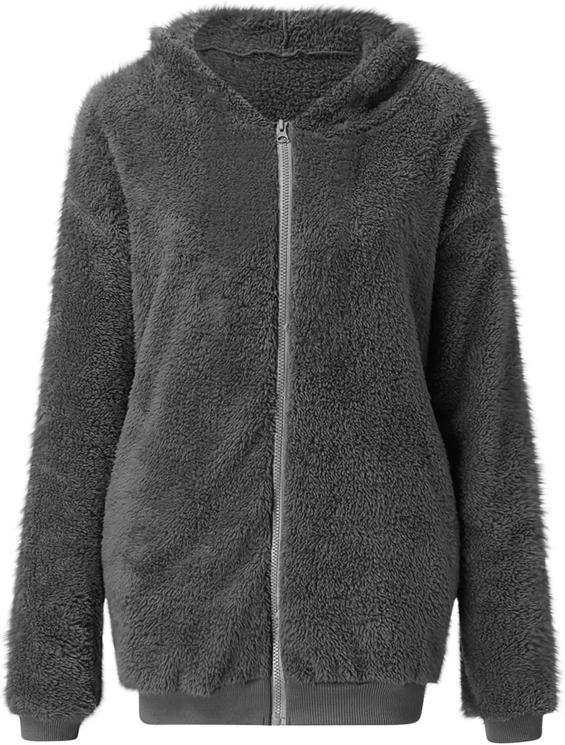 Cozy Fluffy Hoodie Women Fall/Winter Clothes Womens Hoodies Sherpa Pullover Zip Up Fuzzy Fleece Oversized Hoodie