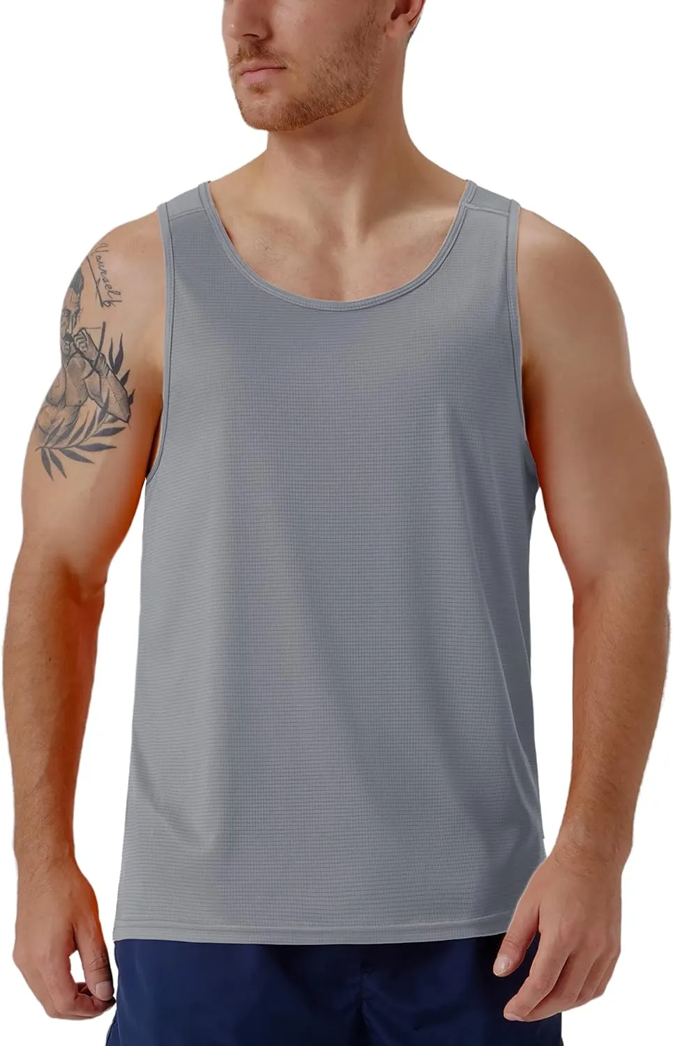 CQC Men's Sleeveless Shirts Gym Workout Running Quick Dry Tank Top Beach Swim Muscle Athletic Shirt
