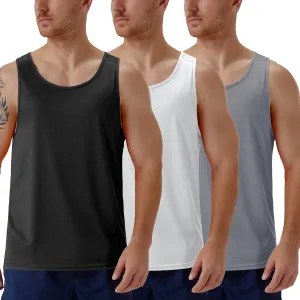 CQC Men's Sleeveless Shirts Gym Workout Running Quick Dry Tank Top Beach Swim Muscle Athletic Shirt