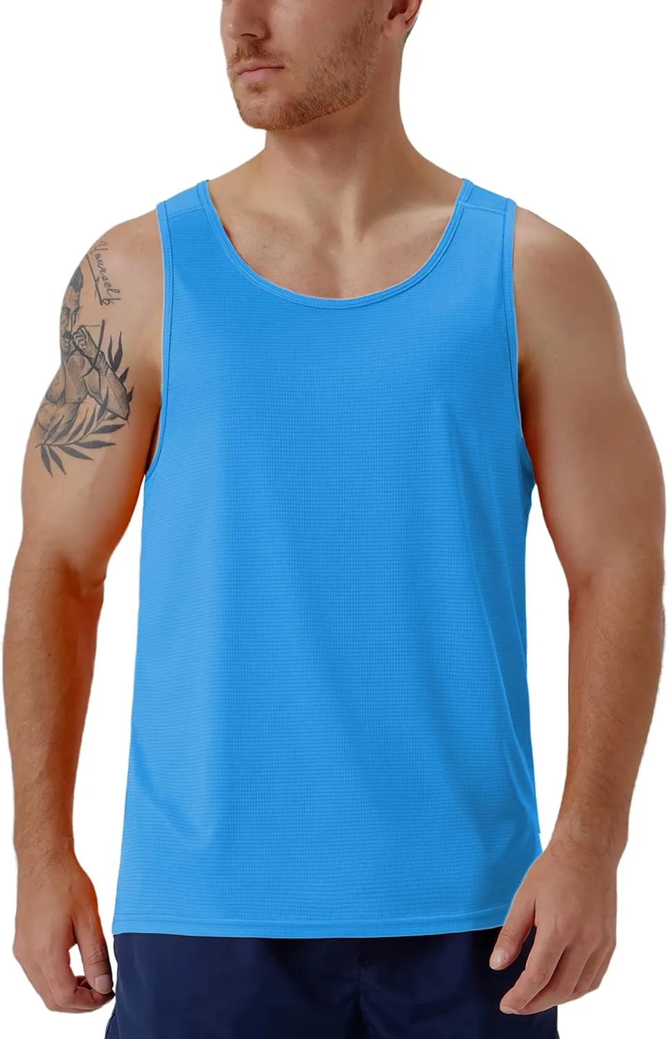 CQC Men's Sleeveless Shirts Gym Workout Running Quick Dry Tank Top Beach Swim Muscle Athletic Shirt