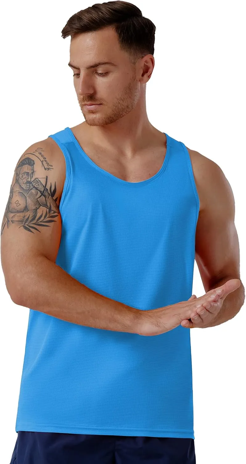 CQC Men's Sleeveless Shirts Gym Workout Running Quick Dry Tank Top Beach Swim Muscle Athletic Shirt