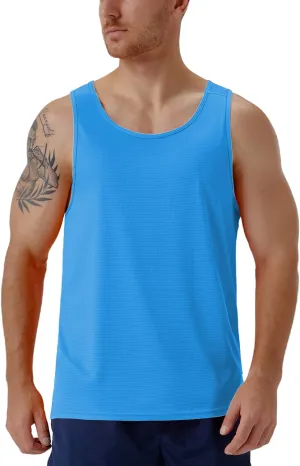 CQC Men's Sleeveless Shirts Gym Workout Running Quick Dry Tank Top Beach Swim Muscle Athletic Shirt