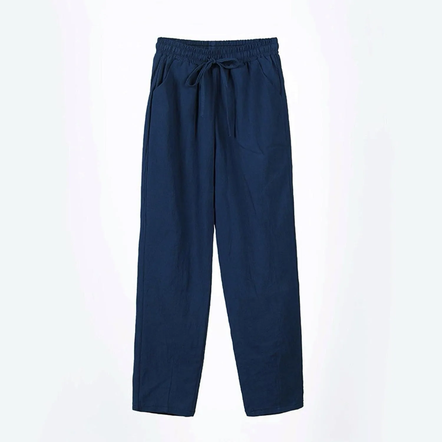 Cropped Linen Pants Women Elastic Waist Straight Leg Ankle Pants Lightweight Comfy Trousers 2025 Summer Beach Outfits