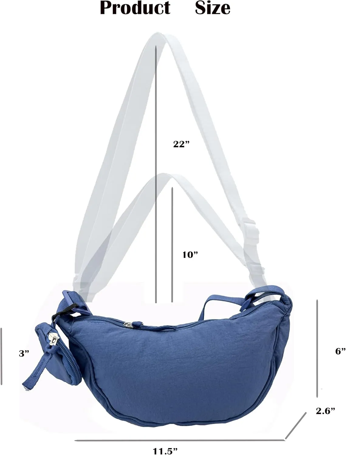 Crossbody Bag with Coin Purse Hobo Sling Crescent Bag Women Men Trendy Small Nylon Shoulder Bag Purse Adjustable Strap