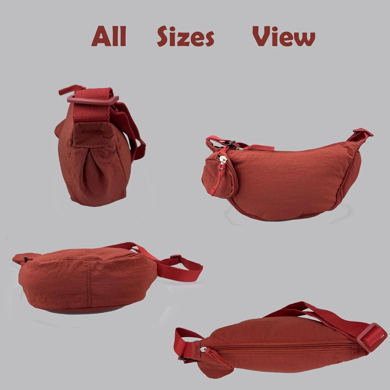 Crossbody Bag with Coin Purse Hobo Sling Crescent Bag Women Men Trendy Small Nylon Shoulder Bag Purse Adjustable Strap