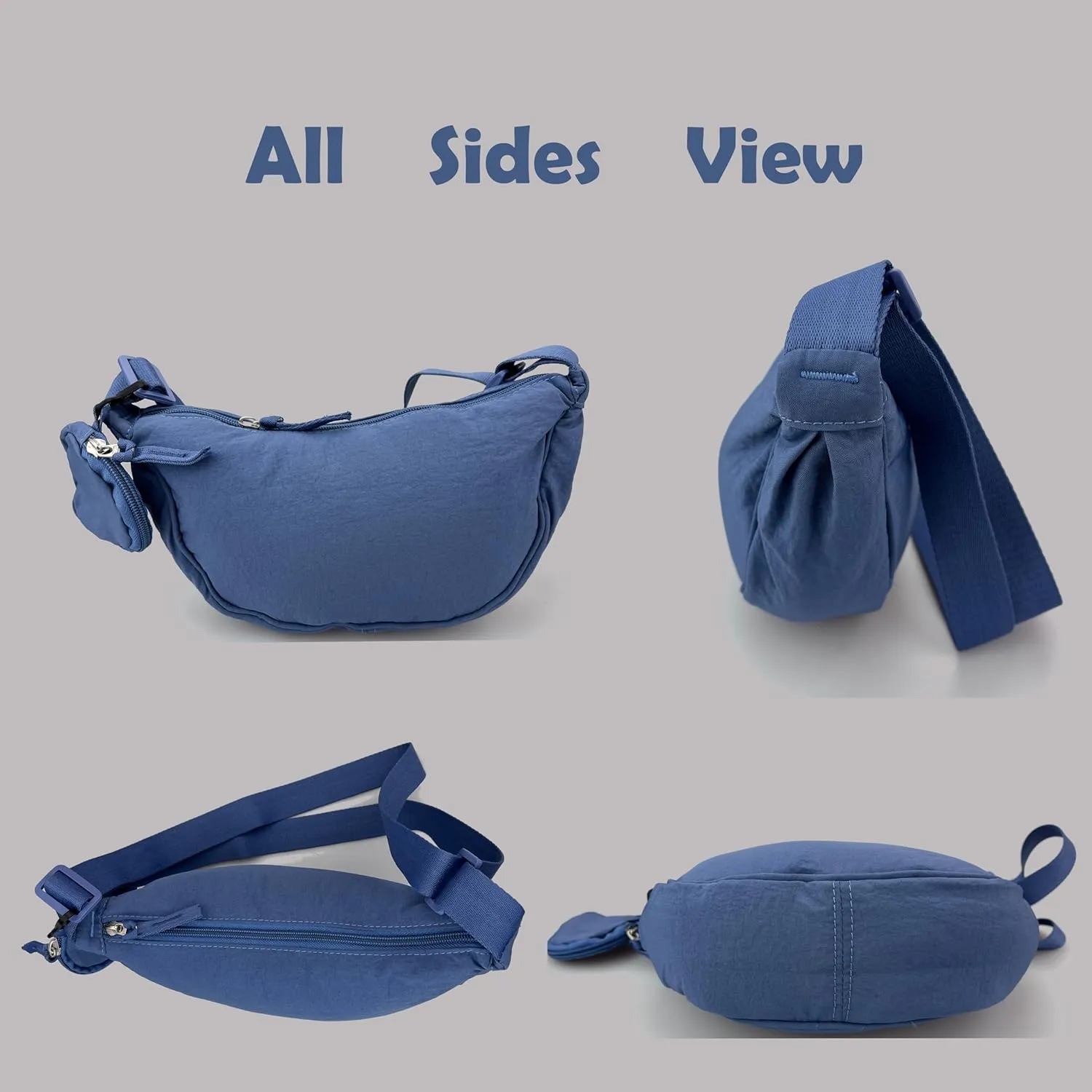 Crossbody Bag with Coin Purse Hobo Sling Crescent Bag Women Men Trendy Small Nylon Shoulder Bag Purse Adjustable Strap