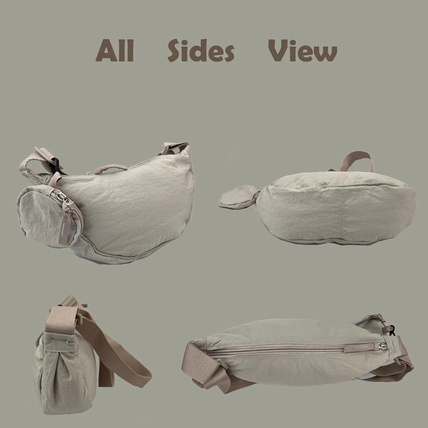 Crossbody Bag with Coin Purse Hobo Sling Crescent Bag Women Men Trendy Small Nylon Shoulder Bag Purse Adjustable Strap