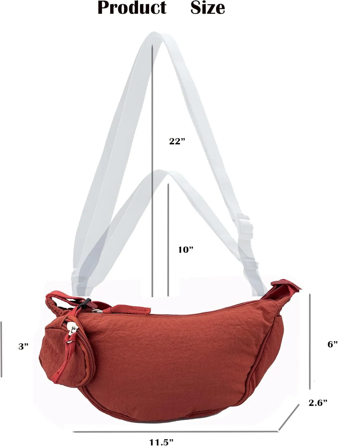 Crossbody Bag with Coin Purse Hobo Sling Crescent Bag Women Men Trendy Small Nylon Shoulder Bag Purse Adjustable Strap