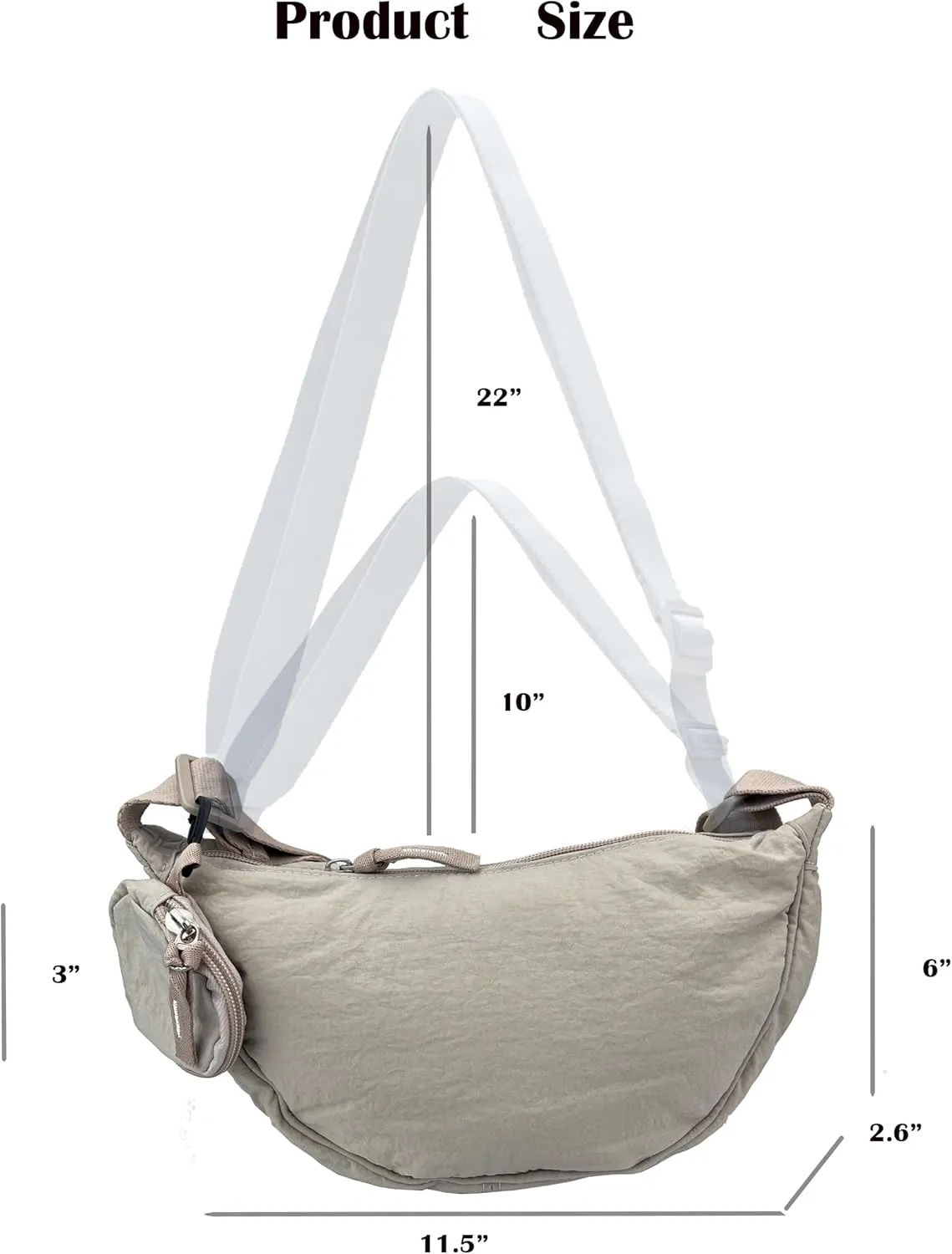 Crossbody Bag with Coin Purse Hobo Sling Crescent Bag Women Men Trendy Small Nylon Shoulder Bag Purse Adjustable Strap