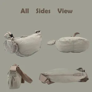 Crossbody Bag with Coin Purse Hobo Sling Crescent Bag Women Men Trendy Small Nylon Shoulder Bag Purse Adjustable Strap