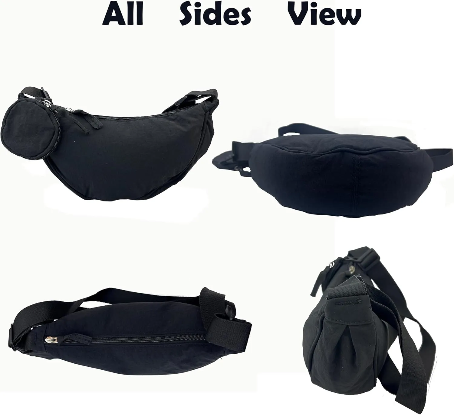 Crossbody Bag with Coin Purse Hobo Sling Crescent Bag Women Men Trendy Small Nylon Shoulder Bag Purse Adjustable Strap
