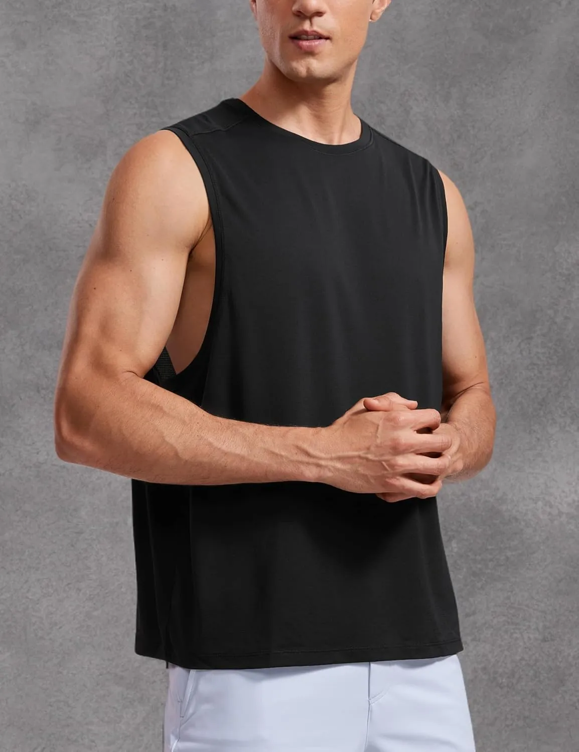 CRZ YOGA Mens Lightweight Muscle Workout Tank Tops Quick Dry Large Armhole Sleeveless Running Athletic Shirts Top