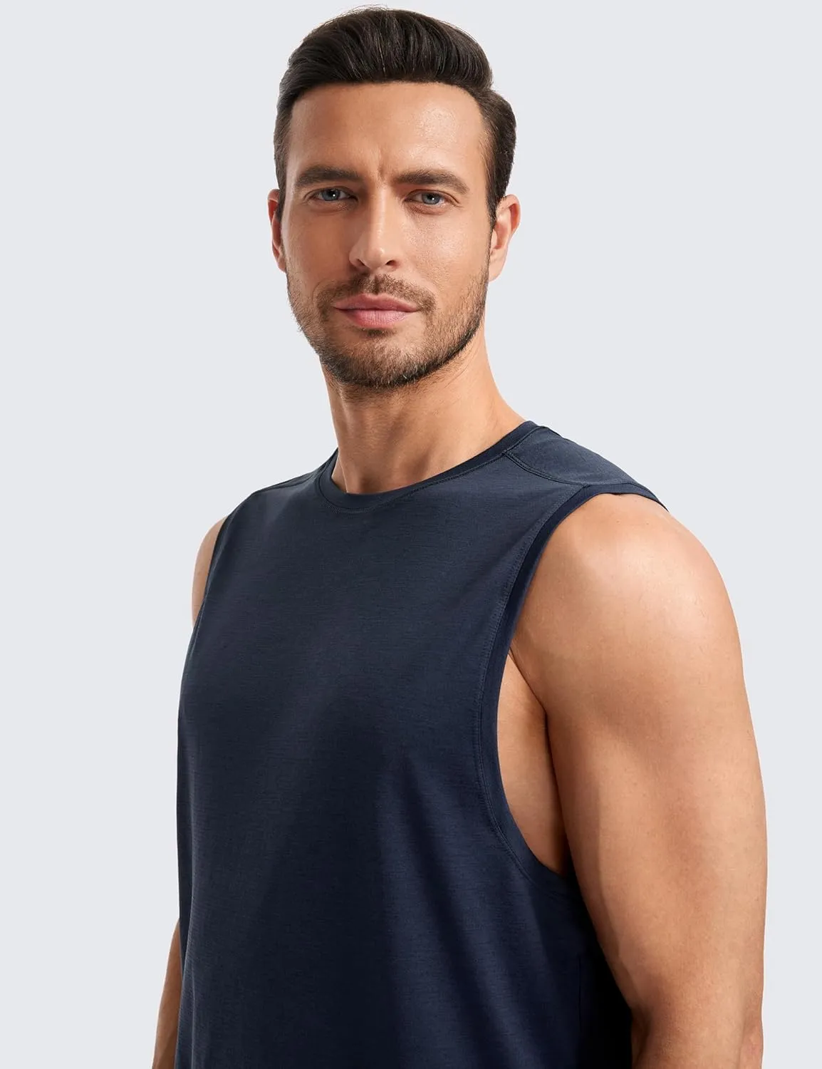 CRZ YOGA Mens Lightweight Muscle Workout Tank Tops Quick Dry Large Armhole Sleeveless Running Athletic Shirts Top