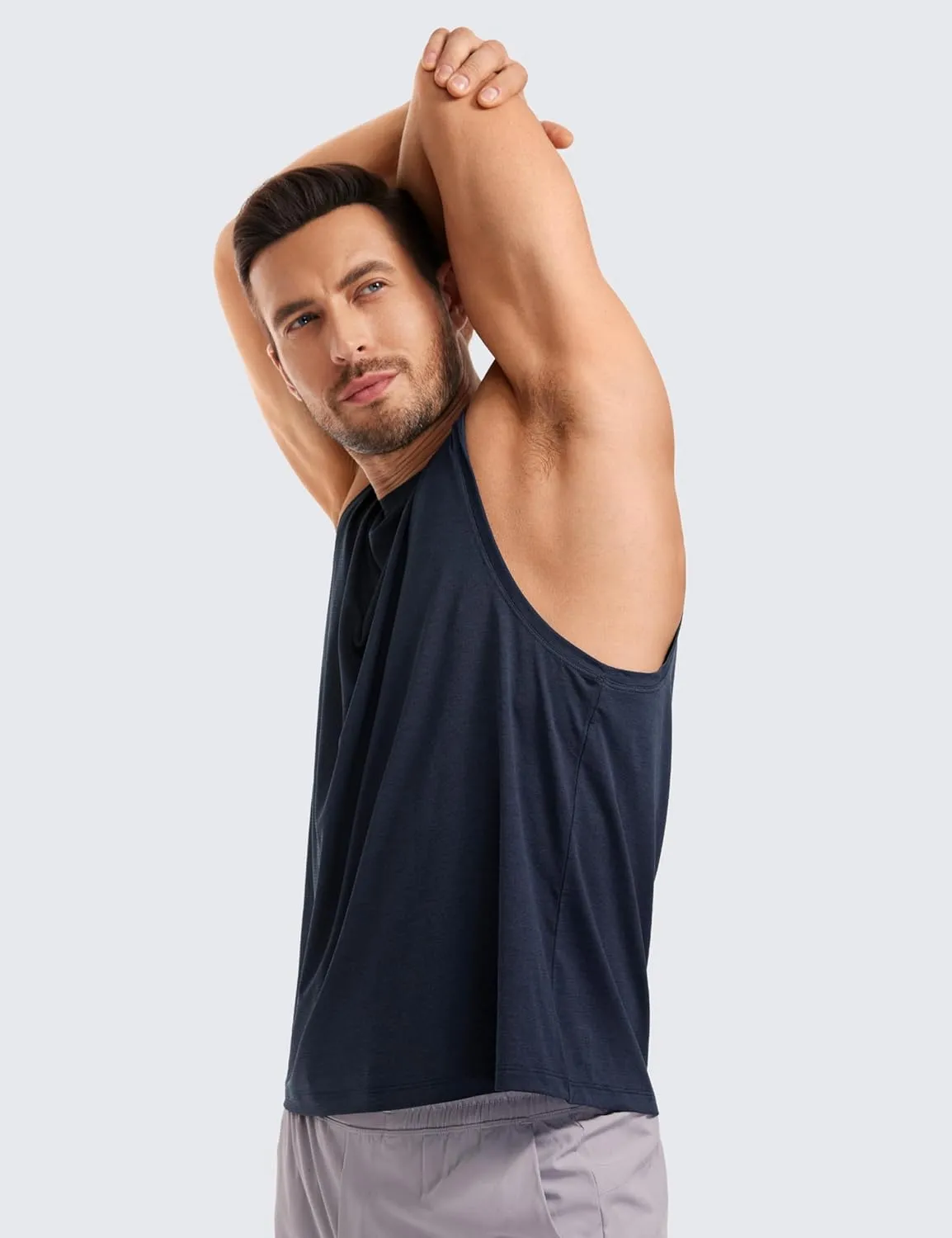CRZ YOGA Mens Lightweight Muscle Workout Tank Tops Quick Dry Large Armhole Sleeveless Running Athletic Shirts Top