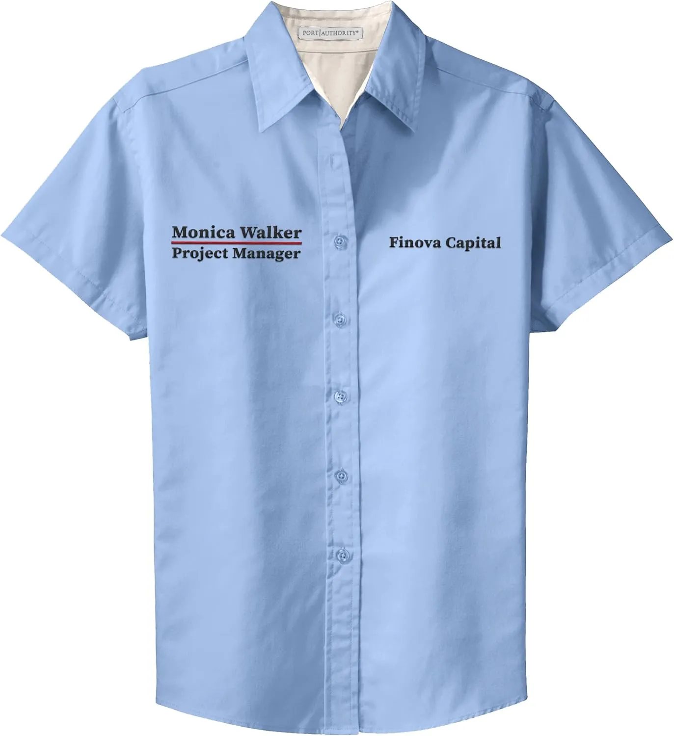 Custom Short Sleeve Embroidered Button Up Shirts for Women Add Your Text Personalized Embroidery Easy Care Shirts