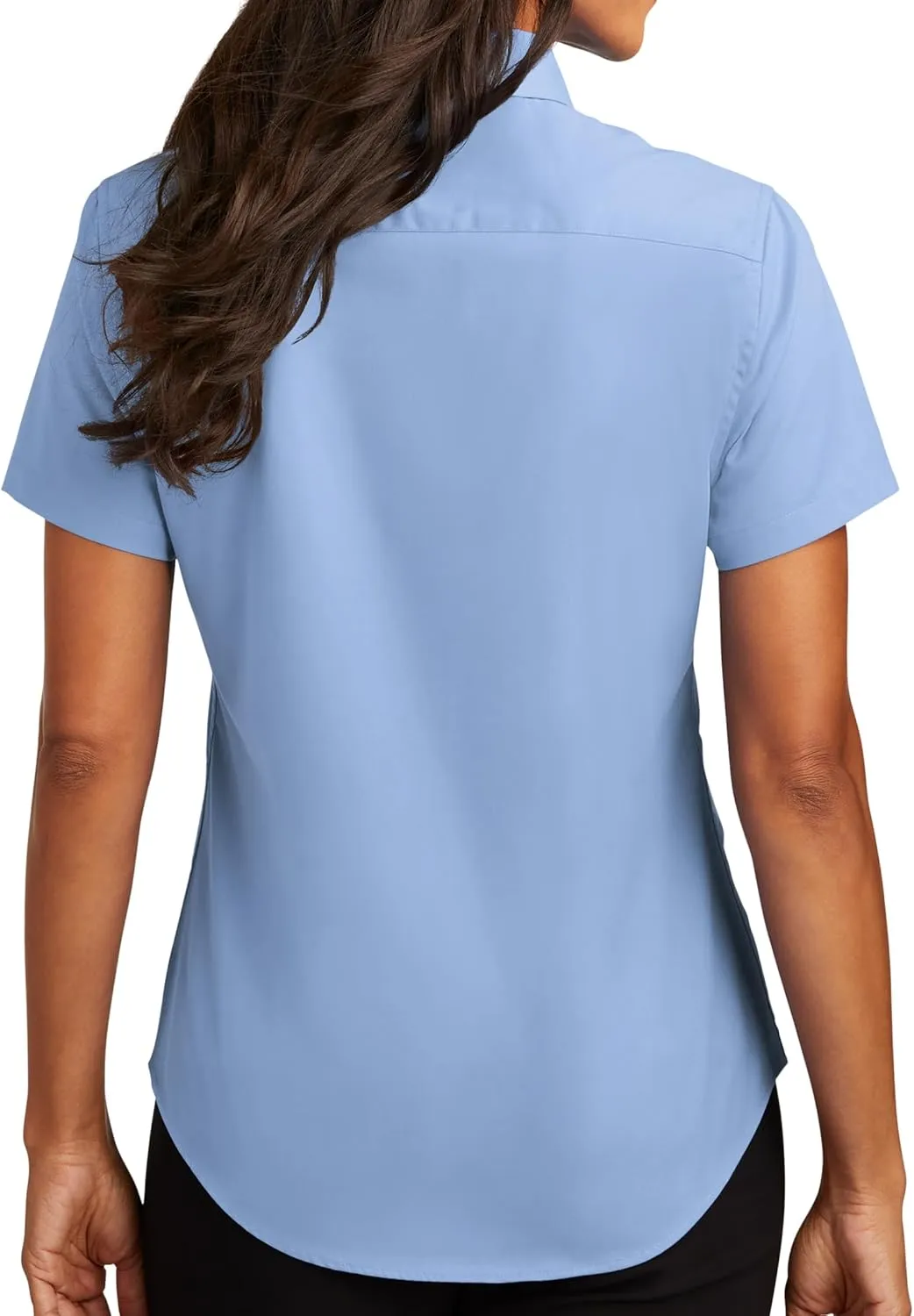 Custom Short Sleeve Embroidered Button Up Shirts for Women Add Your Text Personalized Embroidery Easy Care Shirts