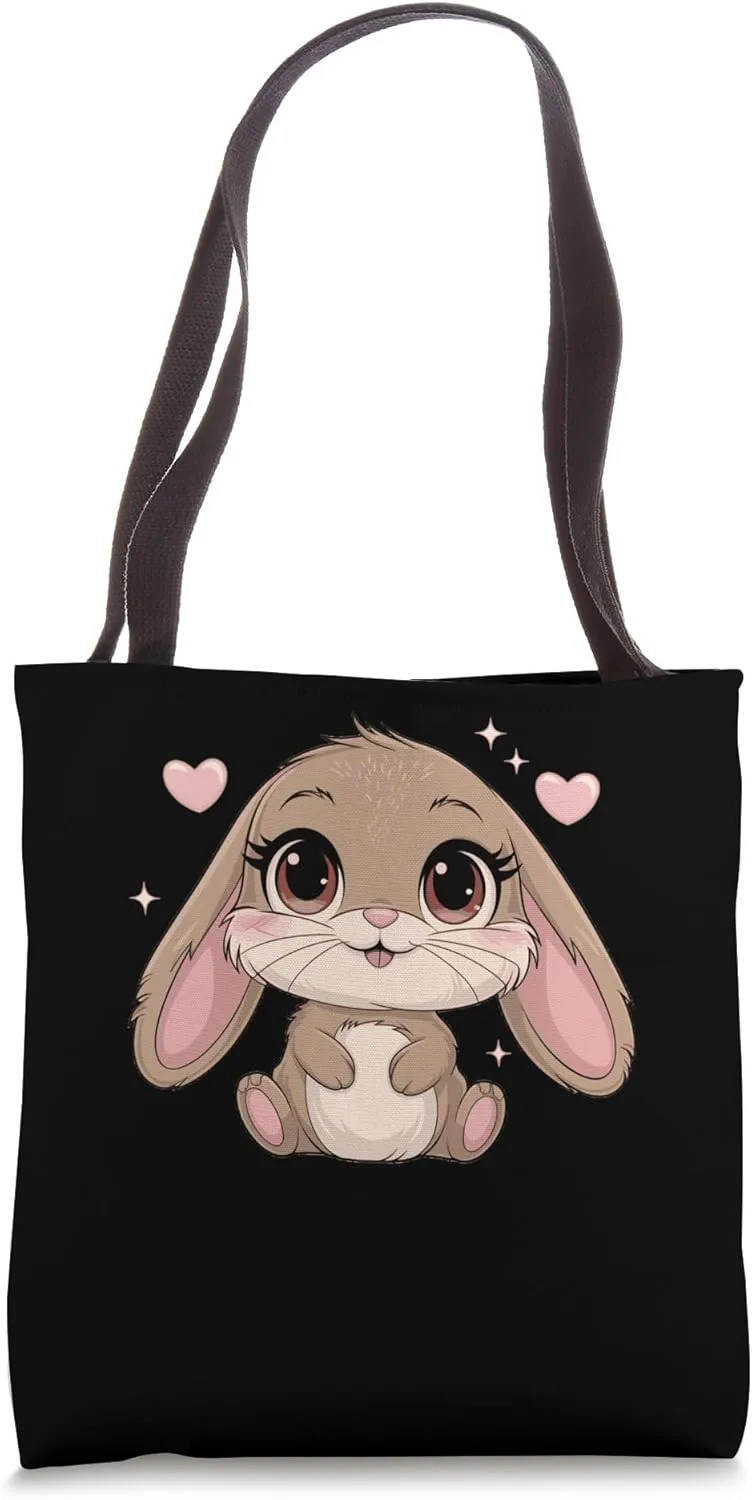 Cute Hand Drawn Bunny Rabbit Illustration Tote Bag