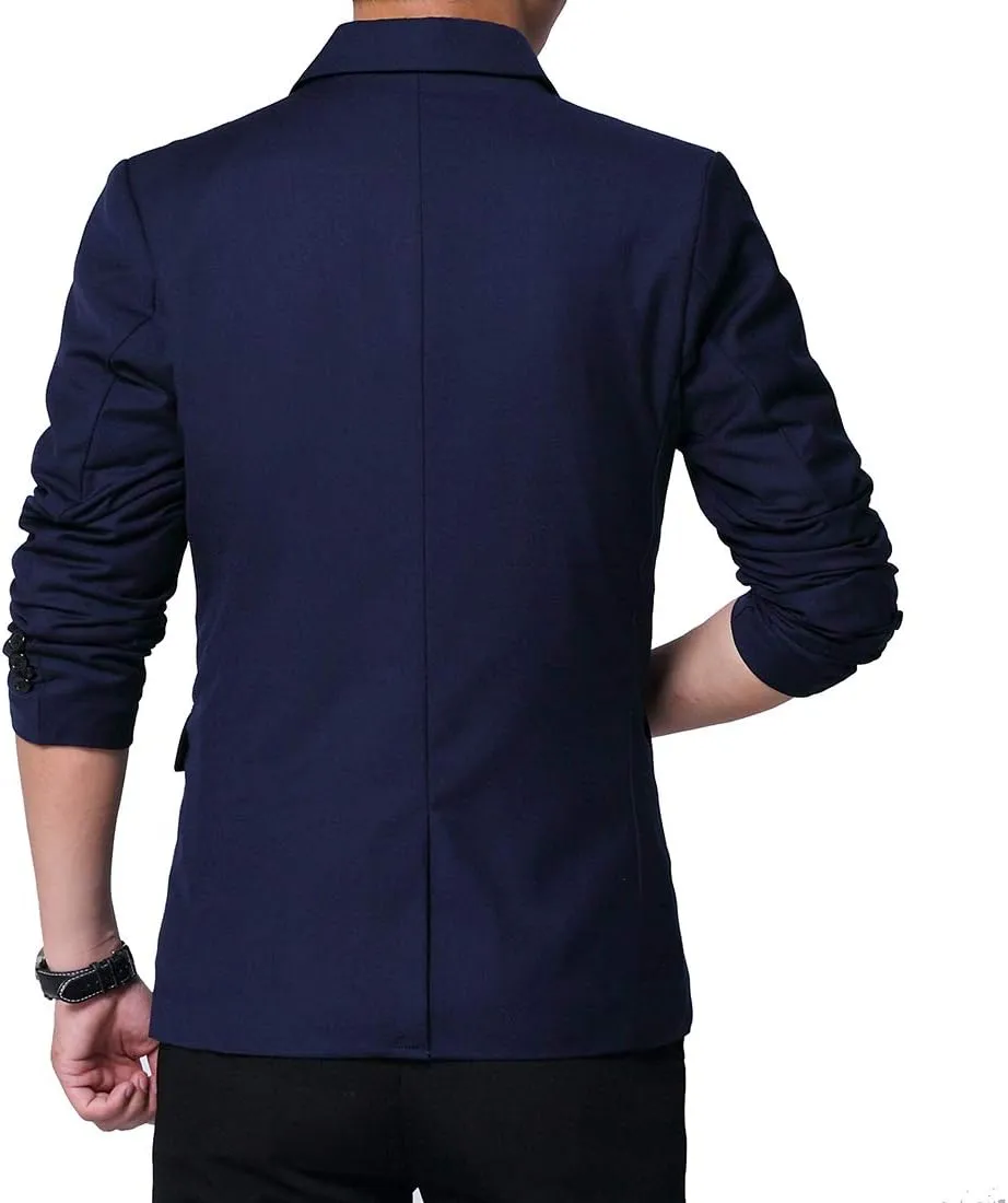 DAVID.ANN Men's Fit Casual One Button Blazer Jacket