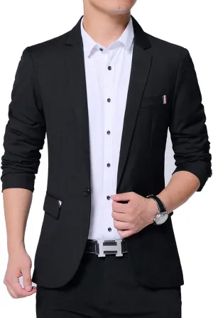 DAVID.ANN Men's Fit Casual One Button Blazer Jacket