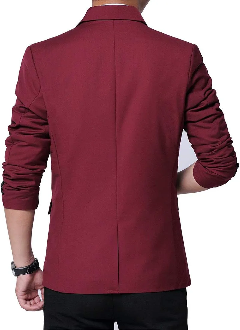 DAVID.ANN Men's Fit Casual One Button Blazer Jacket