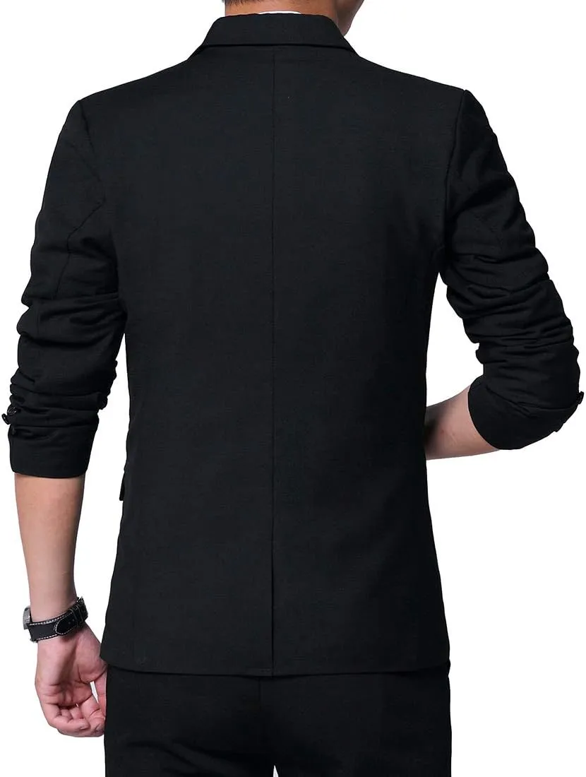 DAVID.ANN Men's Fit Casual One Button Blazer Jacket