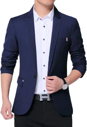 DAVID.ANN Men's Fit Casual One Button Blazer Jacket