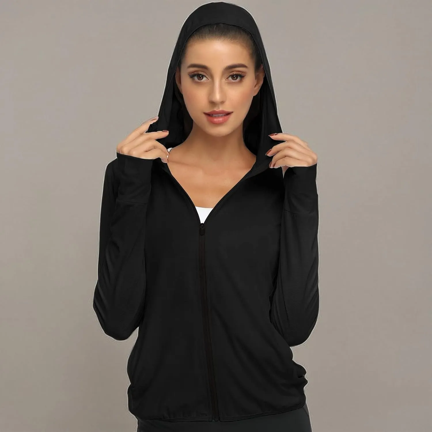 DAYOUNG Womens UPF 50  UV Sun Protection Running Hiking Outdoors Performance Long Sleeve Hoody T-Shirt
